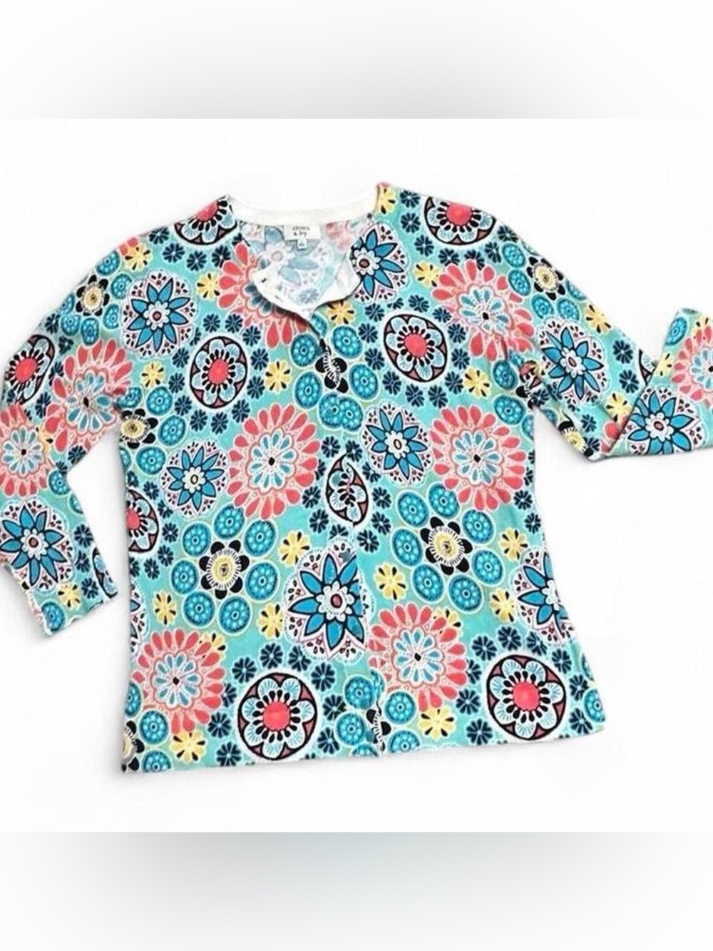 Vintage Vibe 3/4 Sleeve‎ Light Weight Floral Cardigan retro button front